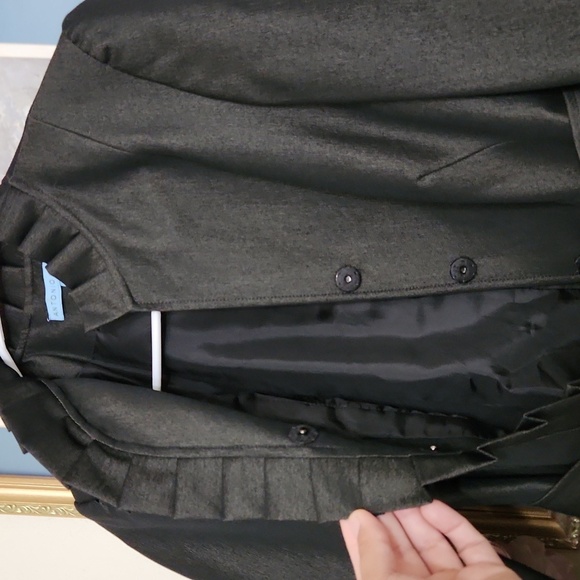 Elegant Black Gold Ruffled Women's Blazer Jacket Elegant Career Formal Size 0 - Picture 2 of 12